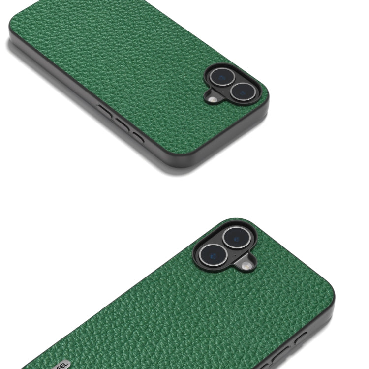 For iPhone 16 ABEEL Genuine Leather Litchi Texture Phone Case