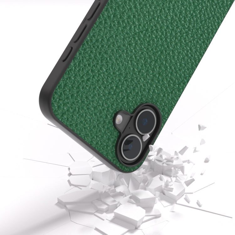For iPhone 16 ABEEL Genuine Leather Litchi Texture Phone Case