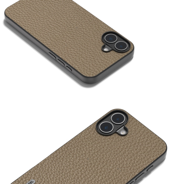 For iPhone 16 ABEEL Genuine Leather Litchi Texture Phone Case