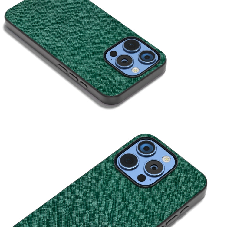 For iPhone 16 Pro Max ABEEL Cross Texture Genuine Leather Phone Case