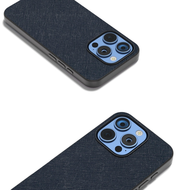For iPhone 16 Pro Max ABEEL Cross Texture Genuine Leather Phone Case