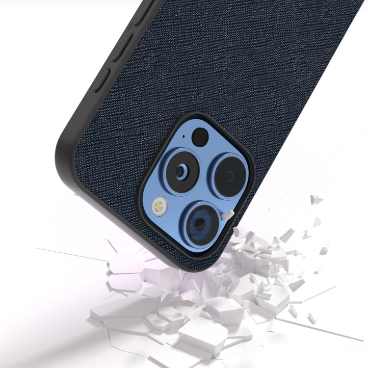 For iPhone 16 Pro Max ABEEL Cross Texture Genuine Leather Phone Case