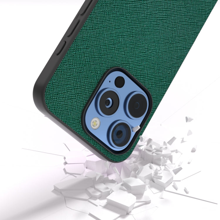 For iPhone 16 Pro ABEEL Cross Texture Genuine Leather Phone Case