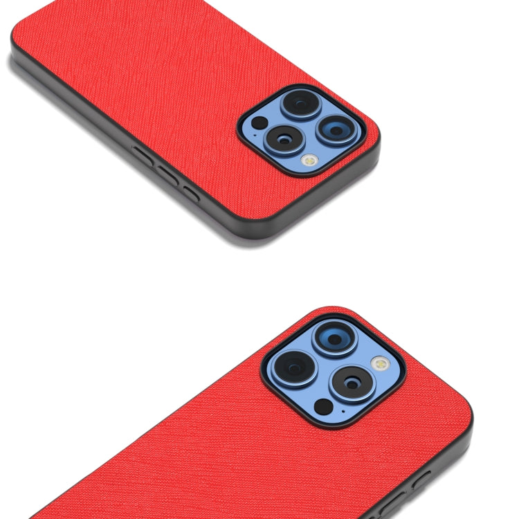 For iPhone 16 Pro ABEEL Cross Texture Genuine Leather Phone Case