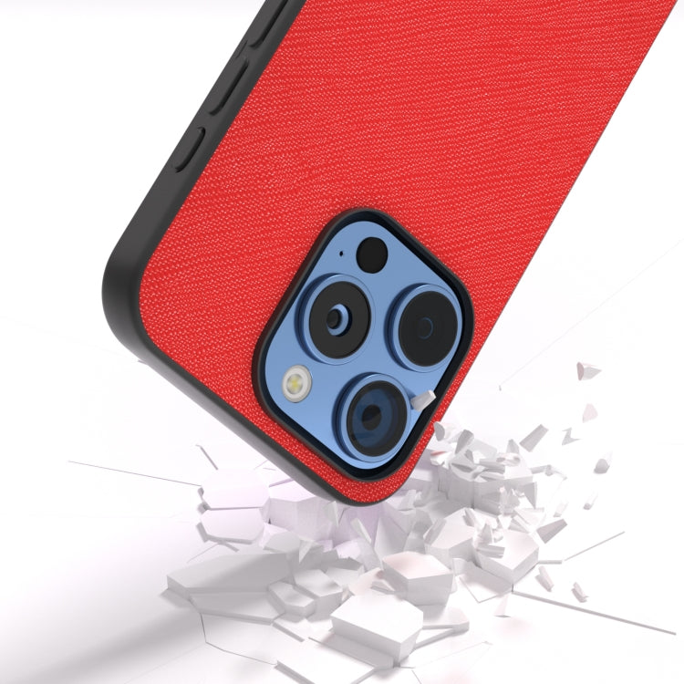 For iPhone 16 Pro ABEEL Cross Texture Genuine Leather Phone Case