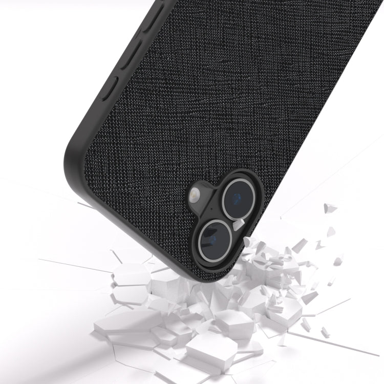 For iPhone 16 ABEEL Cross Texture Genuine Leather Phone Case