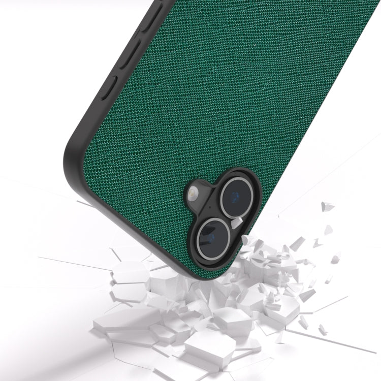 For iPhone 16 ABEEL Cross Texture Genuine Leather Phone Case