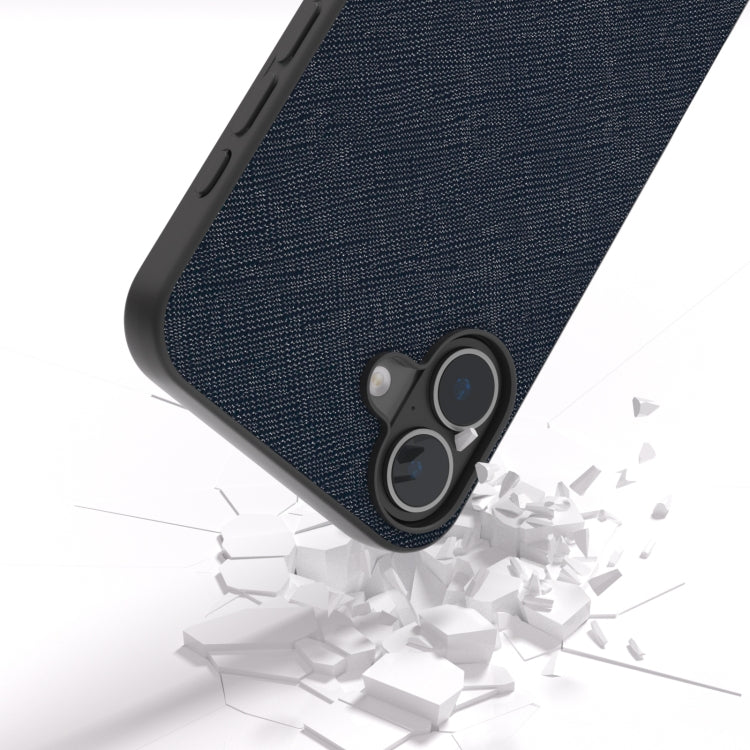 For iPhone 16 ABEEL Cross Texture Genuine Leather Phone Case