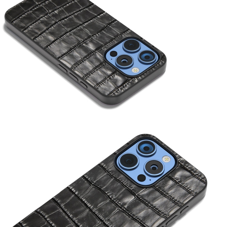 For iPhone 16 Pro Max ABEEL Crocodile Texture Genuine Leather Phone Case
