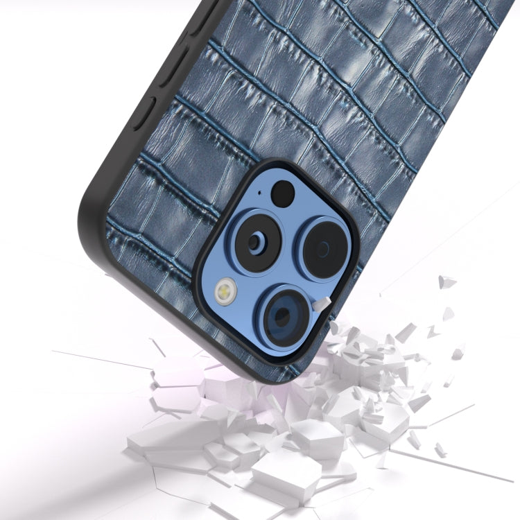 For iPhone 16 Pro Max ABEEL Crocodile Texture Genuine Leather Phone Case