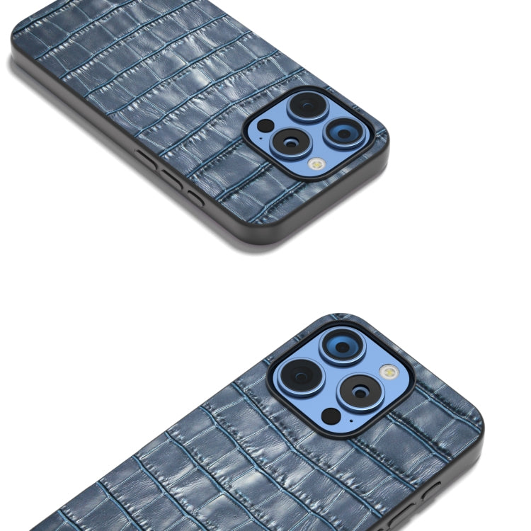 For iPhone 16 Pro ABEEL Crocodile Texture Genuine Leather Phone Case