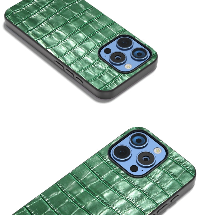 For iPhone 16 Pro ABEEL Crocodile Texture Genuine Leather Phone Case