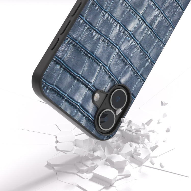 For iPhone 16 Plus ABEEL Crocodile Texture Genuine Leather Phone Case