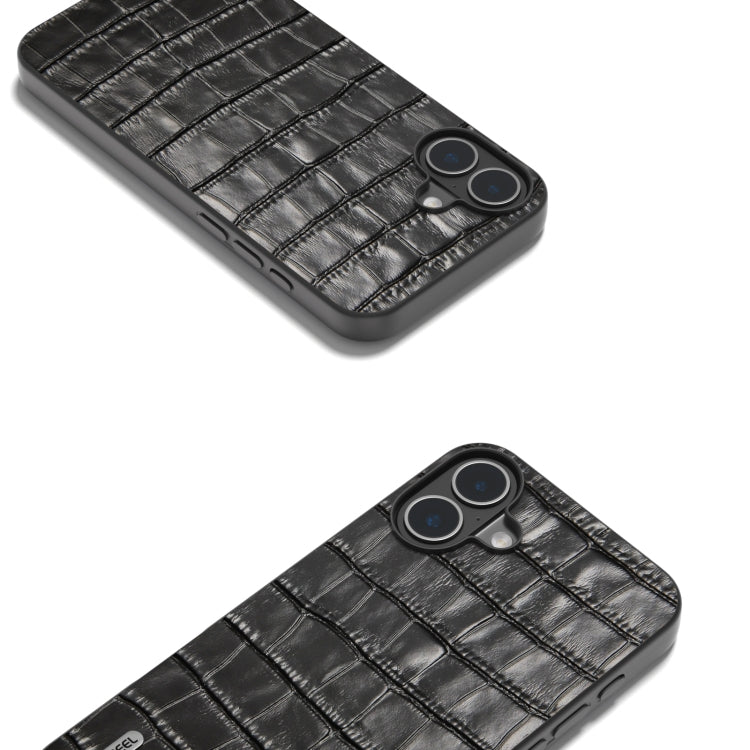 For iPhone 16 ABEEL Crocodile Texture Genuine Leather Phone Case