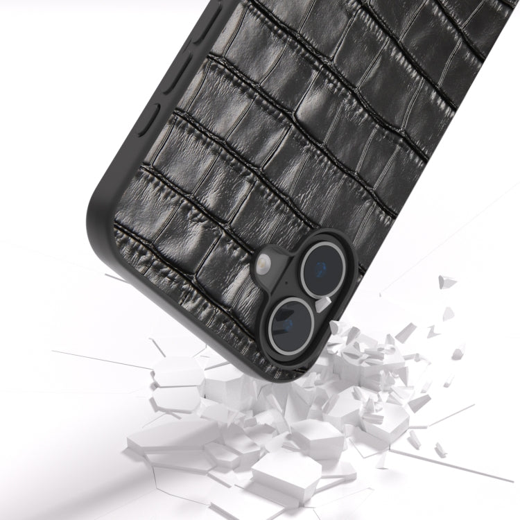 For iPhone 16 ABEEL Crocodile Texture Genuine Leather Phone Case