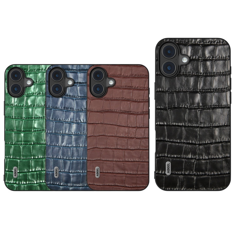 For iPhone 16 ABEEL Crocodile Texture Genuine Leather Phone Case