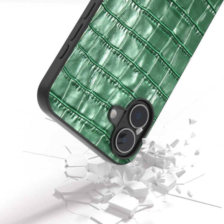 For iPhone 16 ABEEL Crocodile Texture Genuine Leather Phone Case