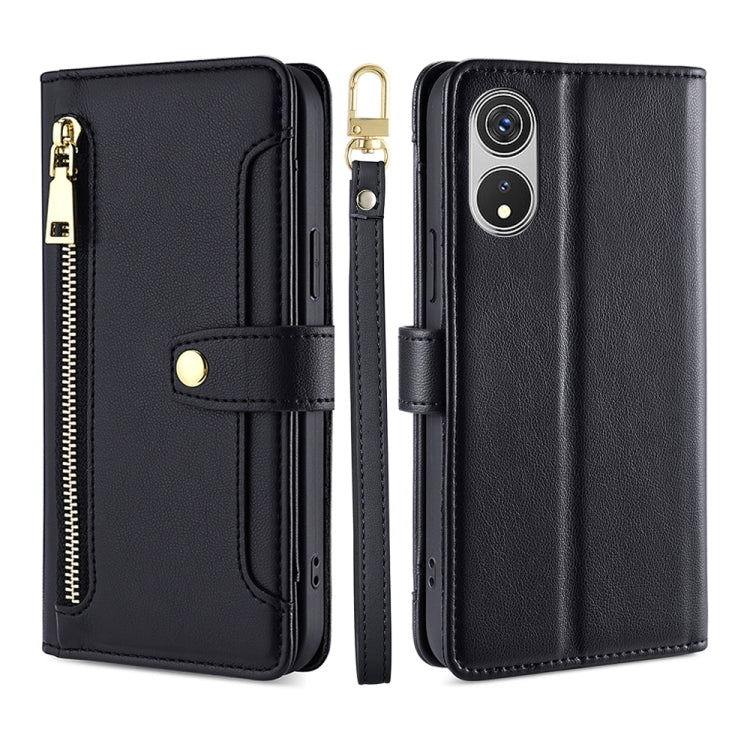 For CUBOT P60 Lite Sheep Texture Cross-body Zipper Wallet Leather Phone Case