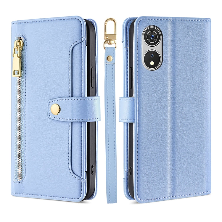 For CUBOT P60 Lite Sheep Texture Cross-body Zipper Wallet Leather Phone Case