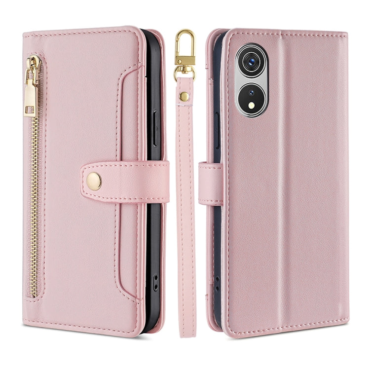 For CUBOT P60 Lite Sheep Texture Cross-body Zipper Wallet Leather Phone Case