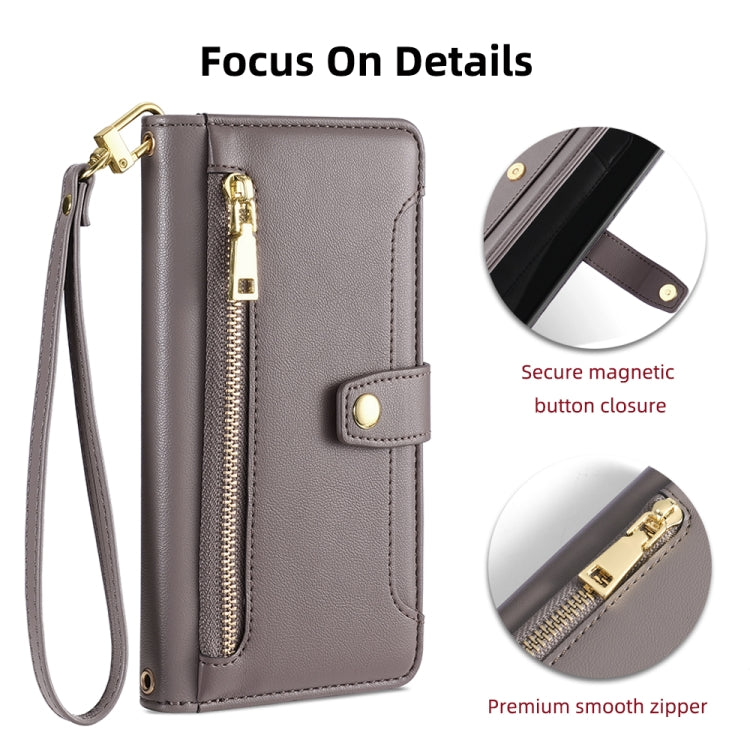 For Realme C65 4G Sheep Texture Cross-body Zipper Wallet Leather Phone Case