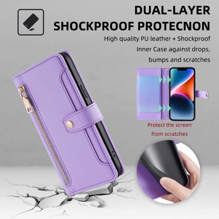 For Realme C65 4G Sheep Texture Cross-body Zipper Wallet Leather Phone Case