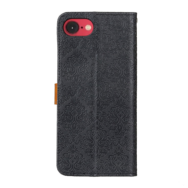 For iPhone 16e / 17e European Floral Embossed Leather Phone Case