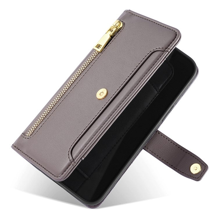 For Sharp Aquos R9 Sheep Texture Cross-body Zipper Wallet Leather Phone Case