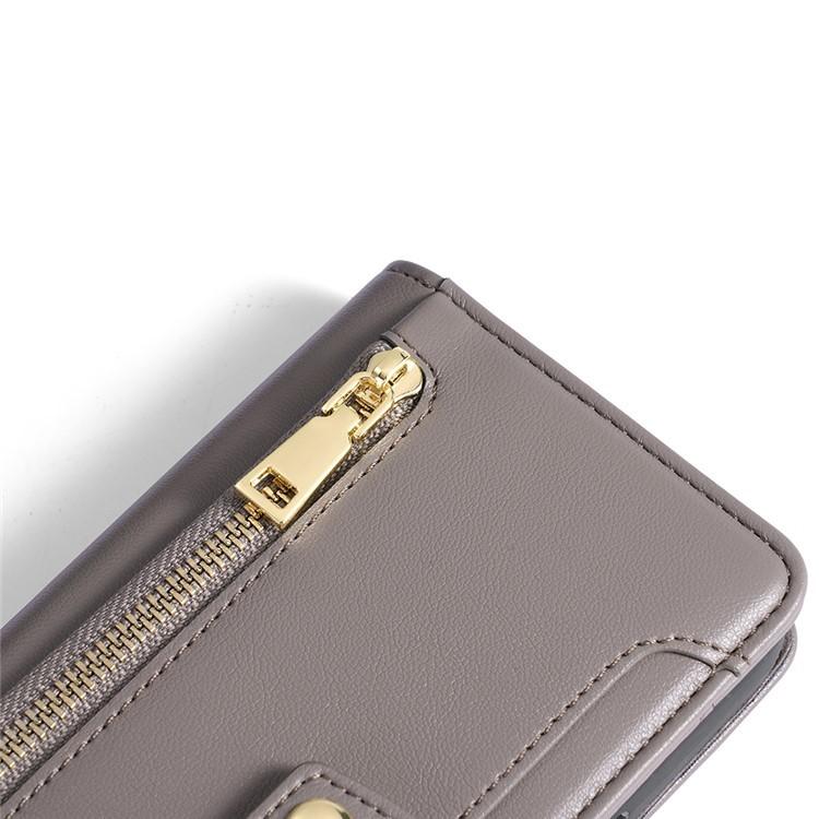 For Sharp Aquos R10 Sheep Texture Cross-body Zipper Wallet Leather Phone Case