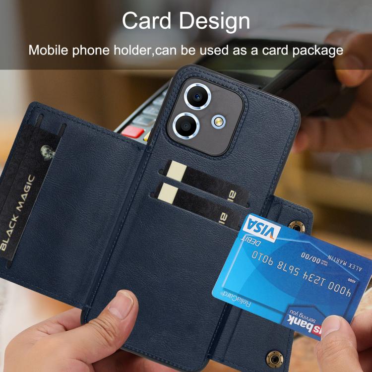 For Honor X6c 4G Double Buckle Card Slots Magnetic Phone Case