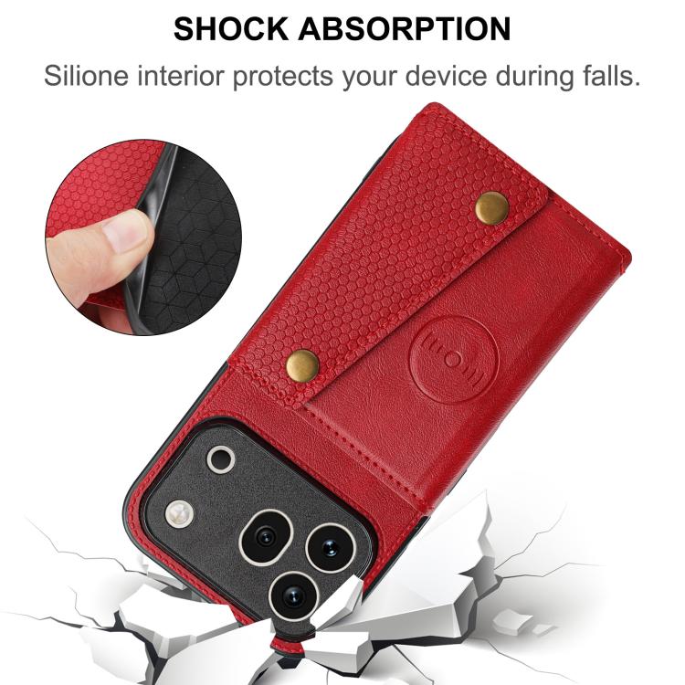 For Honor 600 Pro 5G Global Double Buckle Card Slots Magnetic Phone Case