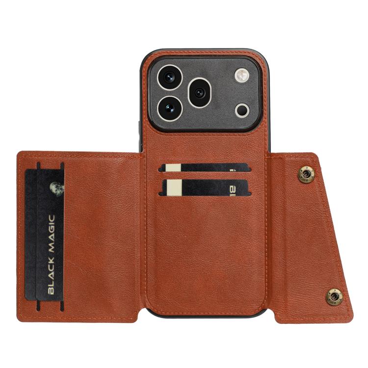 For Honor 600 Pro 5G Global Double Buckle Card Slots Magnetic Phone Case