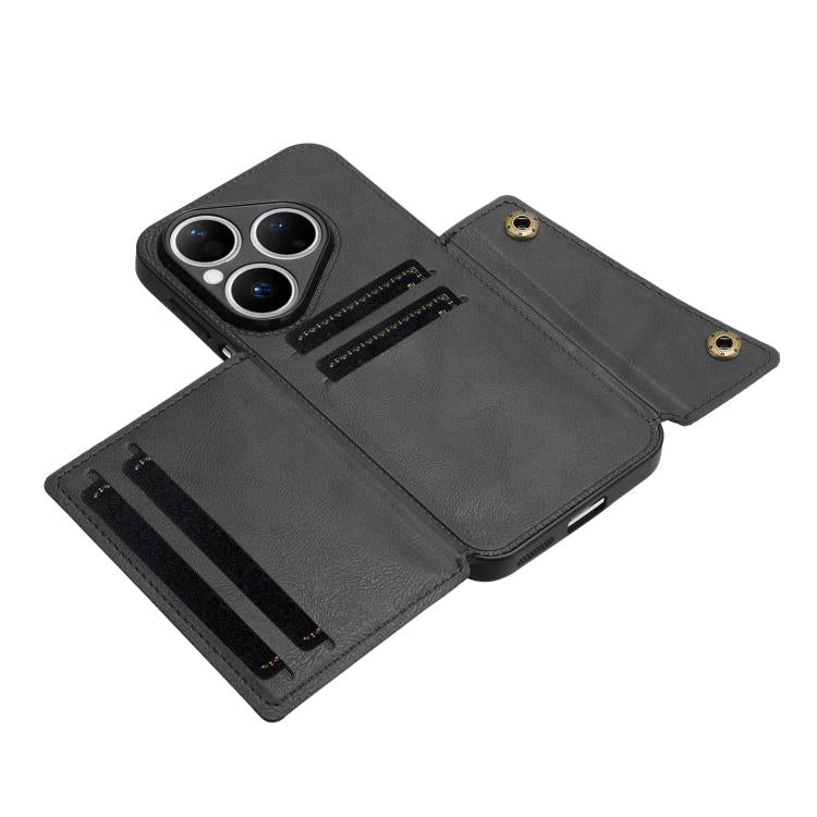 For Huawei Pura 80 Double Buckle Card Slots Magnetic Phone Case