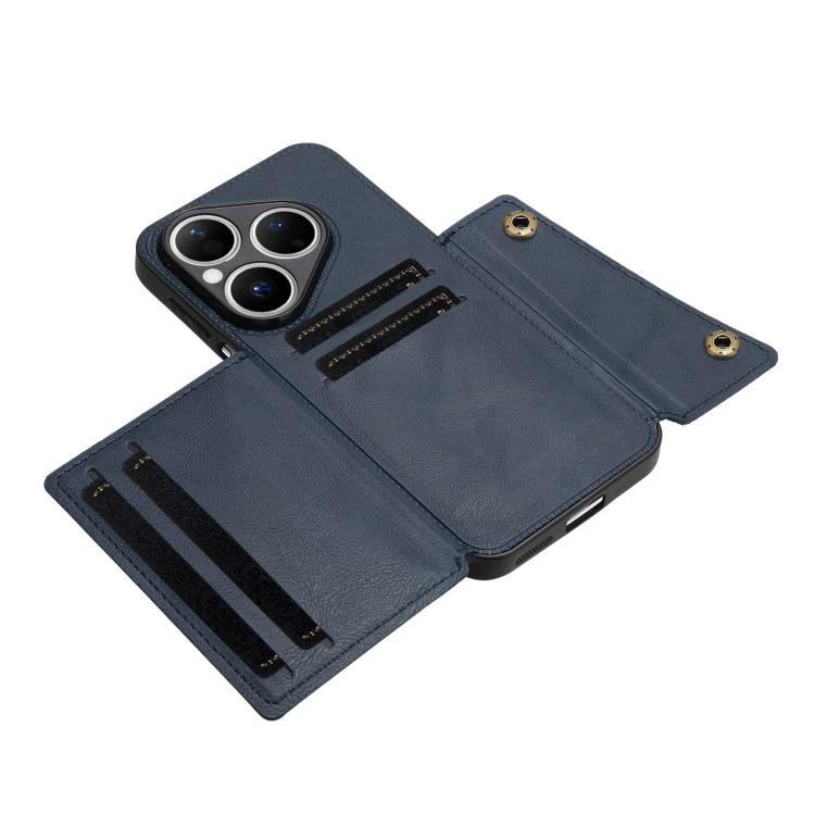 For Huawei Pura 80 Double Buckle Card Slots Magnetic Phone Case