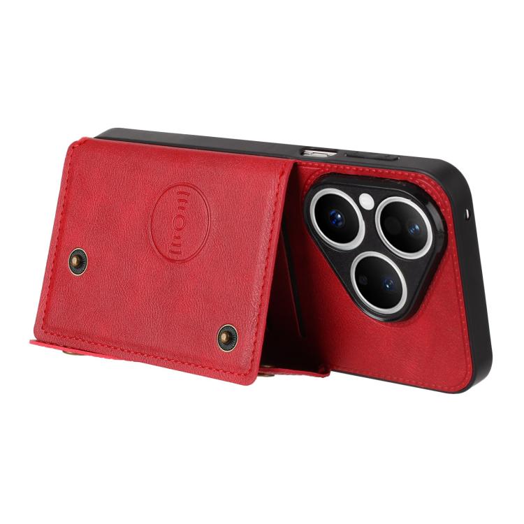 For Huawei Pura 80 Double Buckle Card Slots Magnetic Phone Case