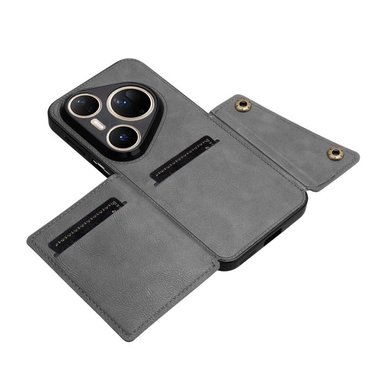 For Huawei Pura 80 Ultra Double Buckle Card Slots Magnetic Phone Case