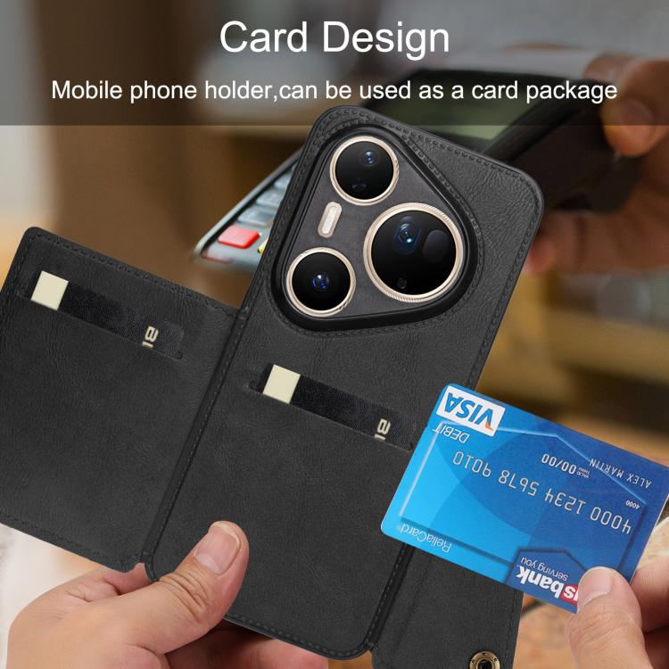For Huawei Pura 80 Ultra Double Buckle Card Slots Magnetic Phone Case