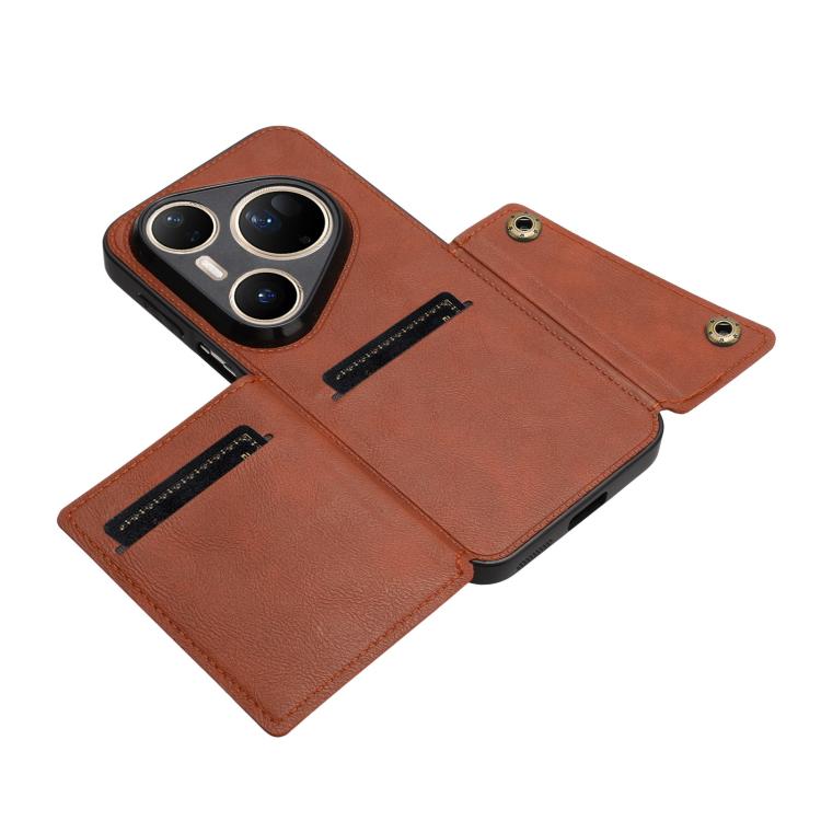 For Huawei Pura 80 Ultra Double Buckle Card Slots Magnetic Phone Case