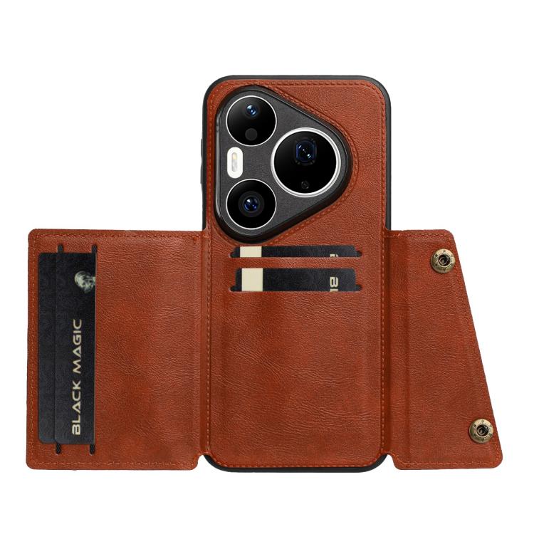 For Huawei Pura 90 Pro Max 5G Double Buckle Card Slots Magnetic Phone Case