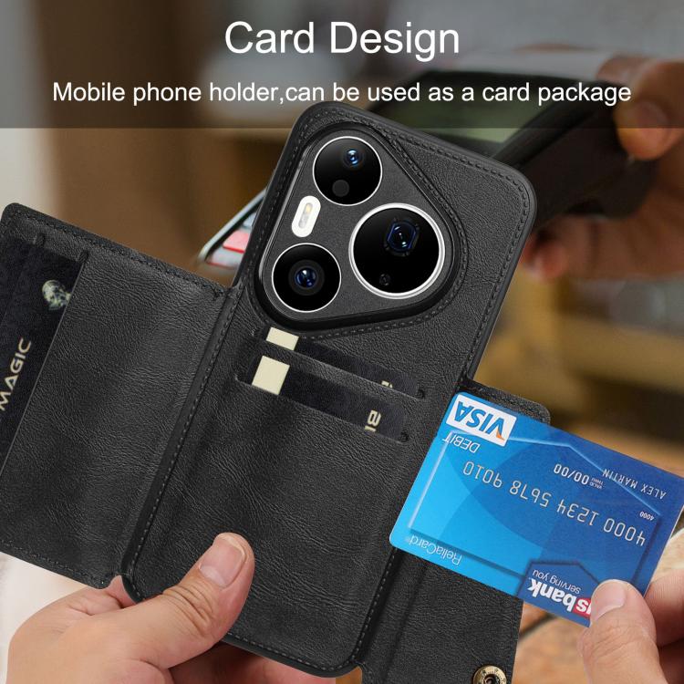For Huawei Pura 90 Pro Max 5G Double Buckle Card Slots Magnetic Phone Case