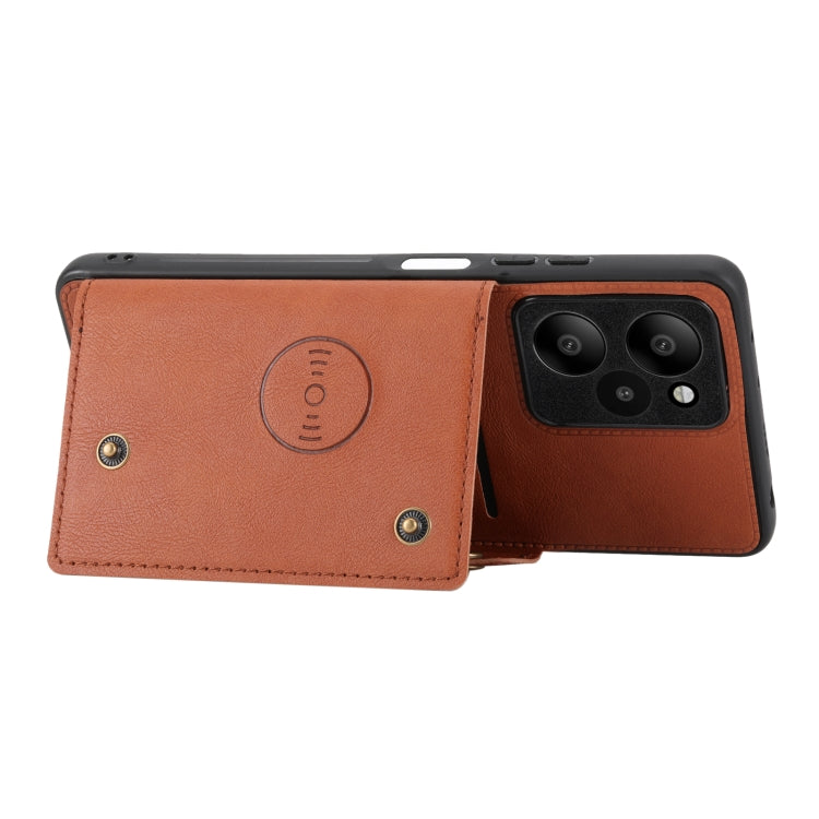 For Xiaomi Redmi 13 4G Global Double Buckle Card Slots Magnetic Phone Case
