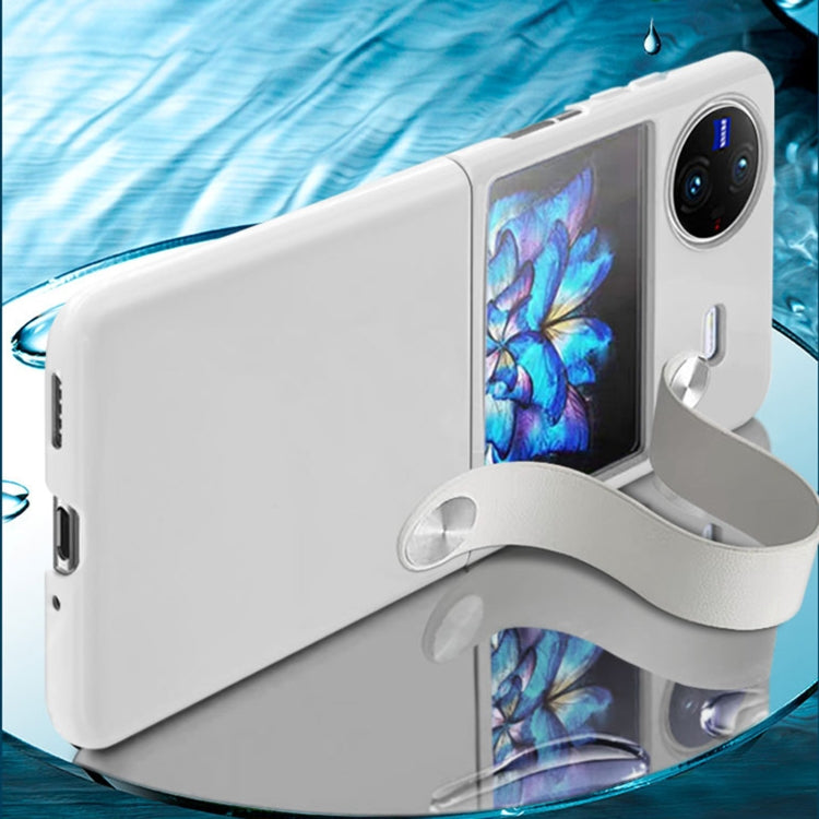 For vivo X Flip PC Shockproof Phone Case with Wrist Strap(White)