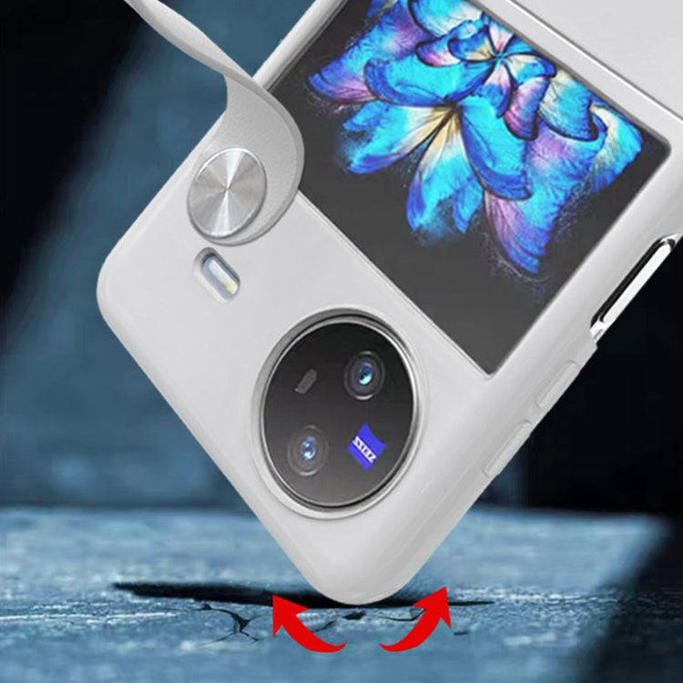 For vivo X Flip PC Shockproof Phone Case with Wrist Strap(White)