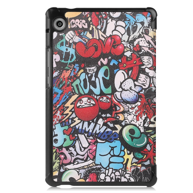 For Huawei MatePad T8 Coloured Drawing Pattern Horizontal Flip Leather Case with Three-folding Holder