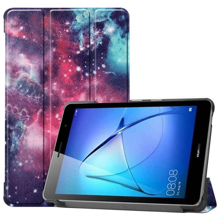 For Huawei MatePad T8 Coloured Drawing Pattern Horizontal Flip Leather Case with Three-folding Holder