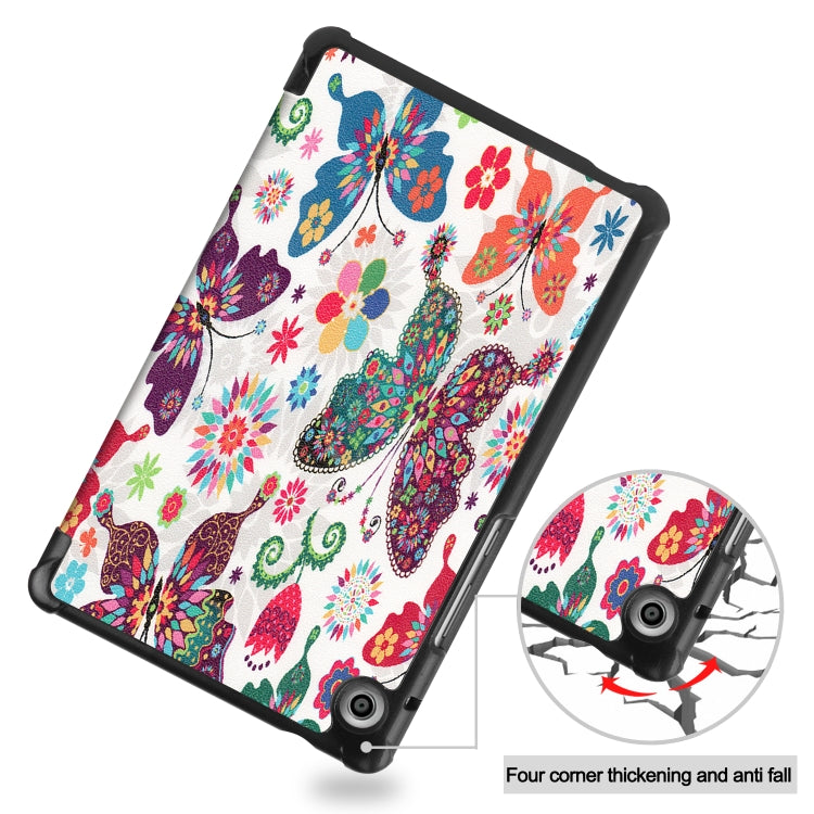 For Huawei MatePad T8 Coloured Drawing Pattern Horizontal Flip Leather Case with Three-folding Holder