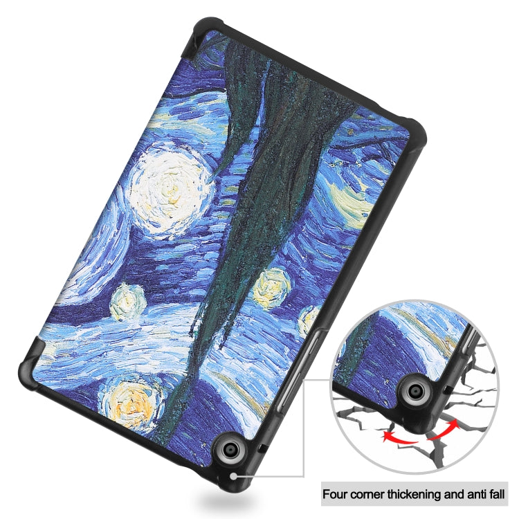 For Huawei MatePad T8 Coloured Drawing Pattern Horizontal Flip Leather Case with Three-folding Holder