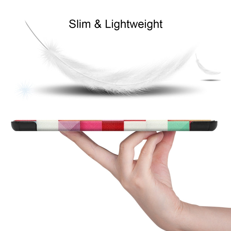 For Huawei MatePad T8 Coloured Drawing Pattern Horizontal Flip Leather Case with Three-folding Holder