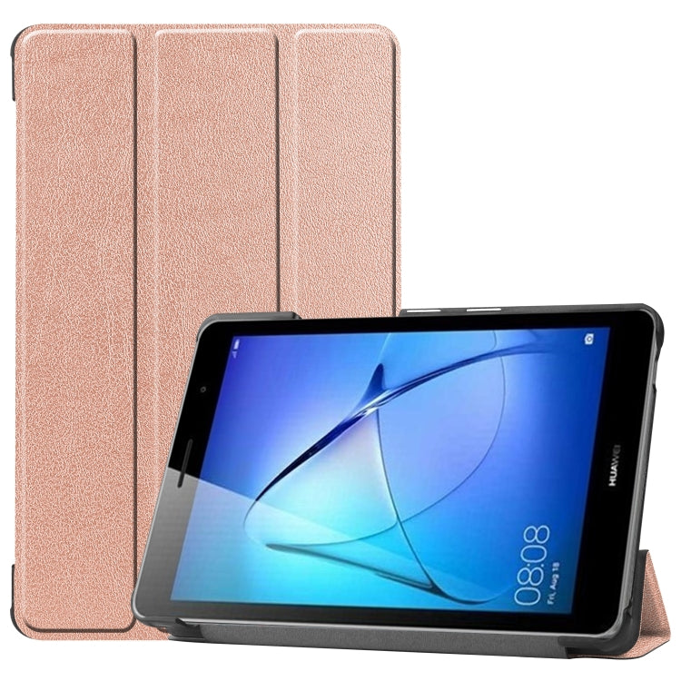 For Huawei MatePad T8 Custer Texture Horizontal Flip Leather Case with Three-folding Holder