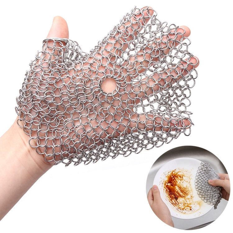 Stainless Steel Round Iron Cleaner Pot Brush Scrubber Home Cookware Kitchen Cleaning Tool, Size:5 x 5 inch
